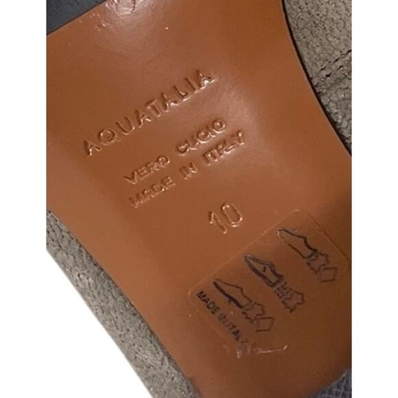 Aquatalia Suede Heeled Zip Ankle Boots Taupe Made in Italy Size US 10 - Picture 12 of 13